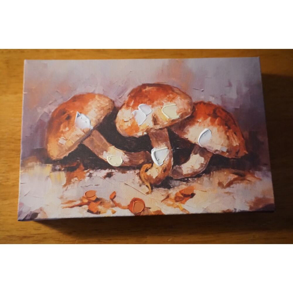 Rustic Mushroom Kitchen Sign Canvas Painting Wall Decor Nature Toadstool Spring